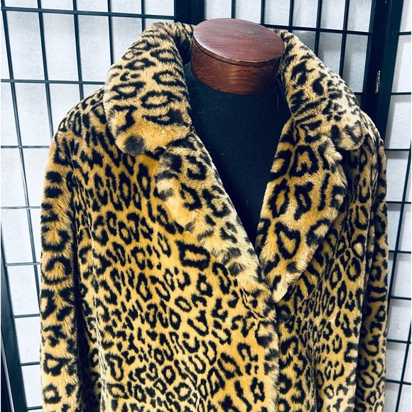 Dennis Basso Full Length Luxury Leopard Print Faux Fur Coat - L - Picture 3 of 5